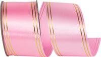 Pink 2-1 2 Inch Quad Strip Satin Cooler Ribbon for Wreaths & Bows