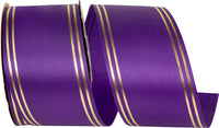 Purple 2-1 2 Inch Quad Strip Satin Cooler Ribbon for Wreaths & Bows