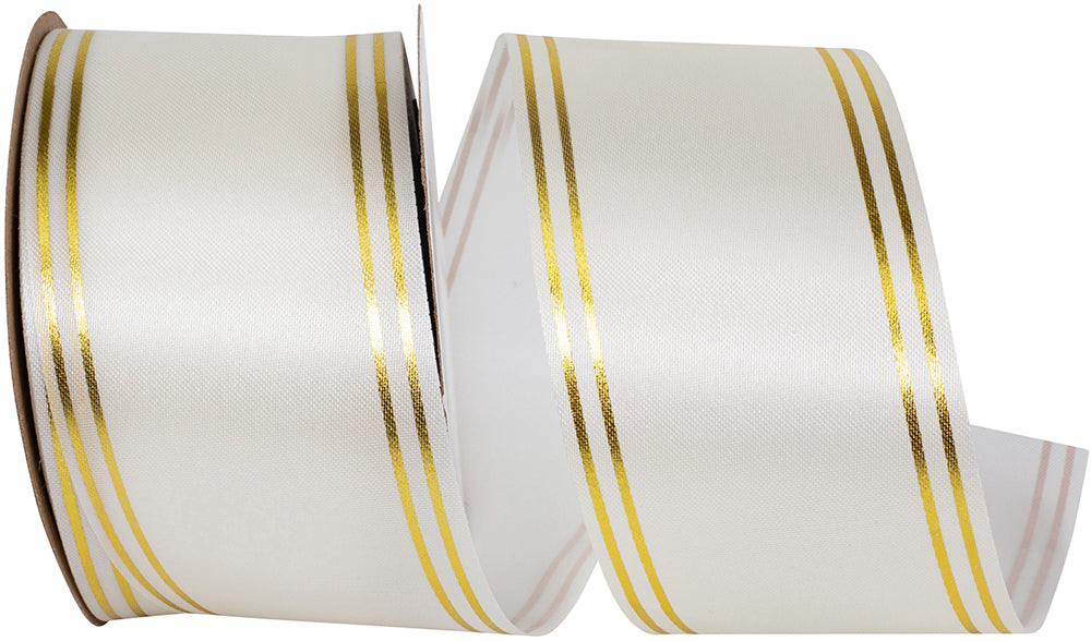 Ivory 2-1 2 Inch Quad Strip Satin Cooler Ribbon for Wreaths & Bows