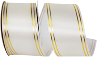 Ivory 2-1 2 Inch Quad Strip Satin Cooler Ribbon for Wreaths & Bows