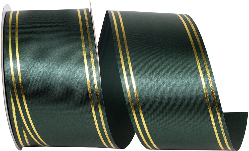 Hunter 2-1 2 Inch Quad Strip Satin Cooler Ribbon for Wreaths & Bows
