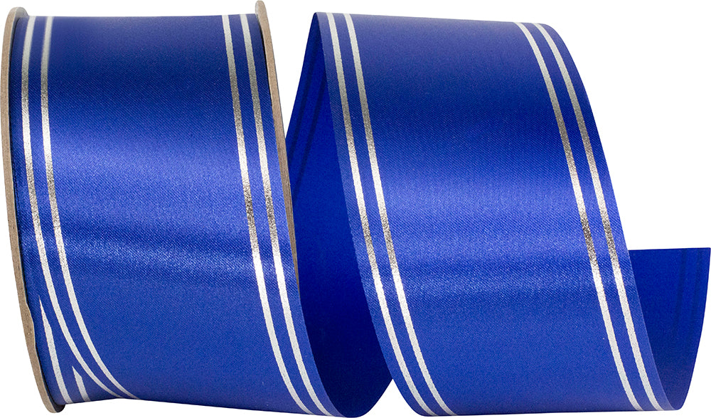 Royal Silver 2-1/2 Inch Satin Cooler Ribbon for Wreaths