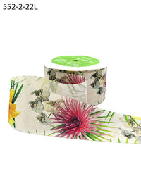 2 Inch Tropical Flower Print Ribbon with Woven Edge – 552-2-22L multicolor tropical flower