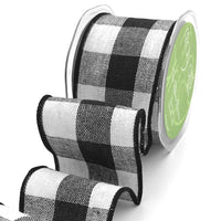 2.5 Inch Buffalo Check Ribbon with Wired Edge – 558-25-01N Black/White
