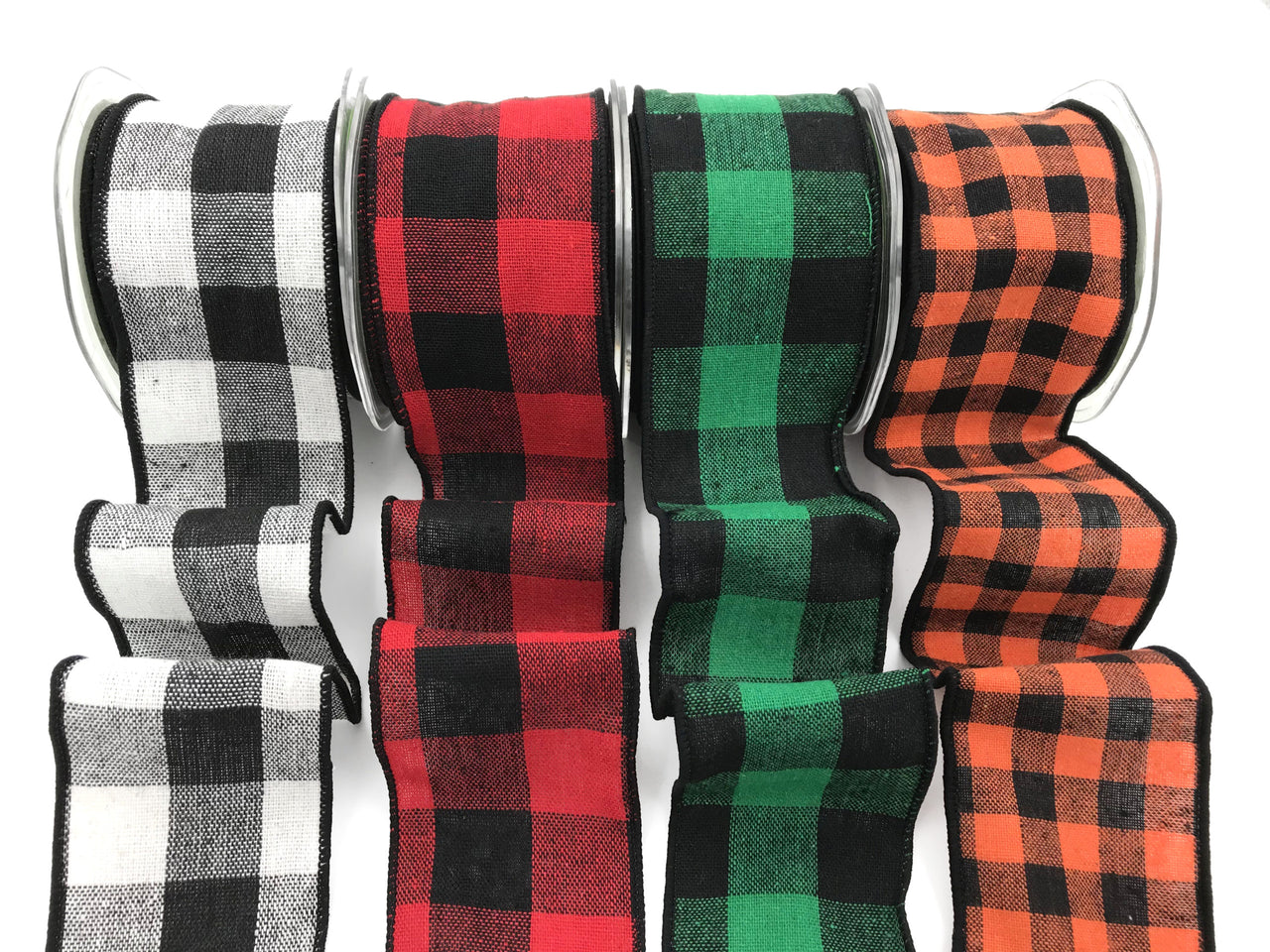 2.5 Inch Buffalo Check Ribbon with Wired Edge