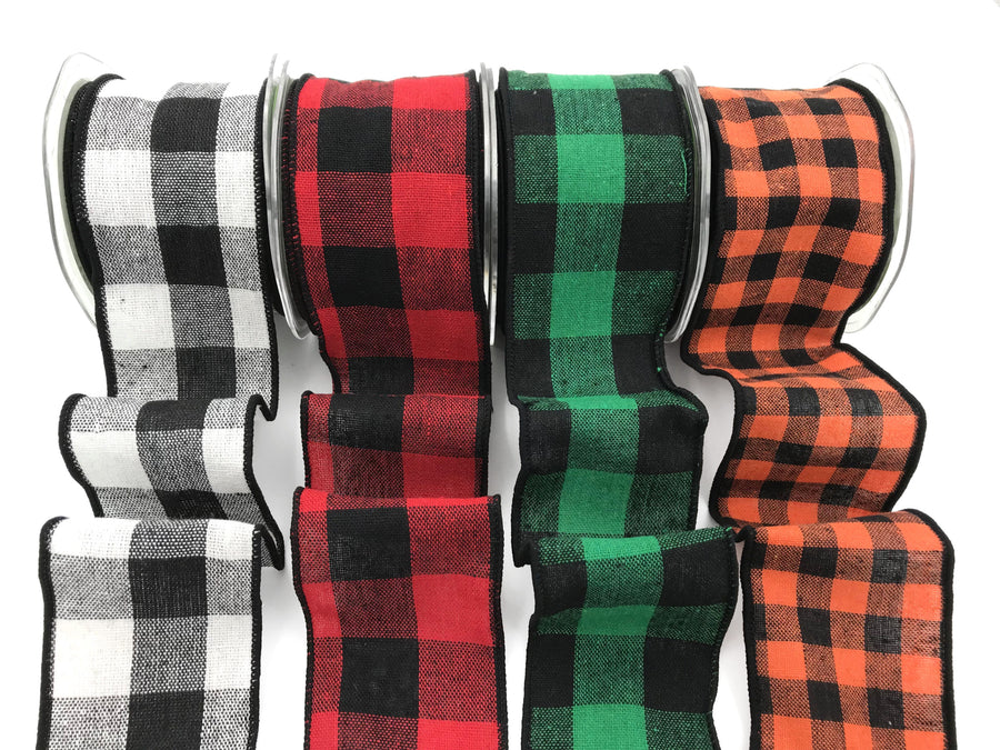 2.5 Inch Buffalo Check Ribbon with Wired Edge