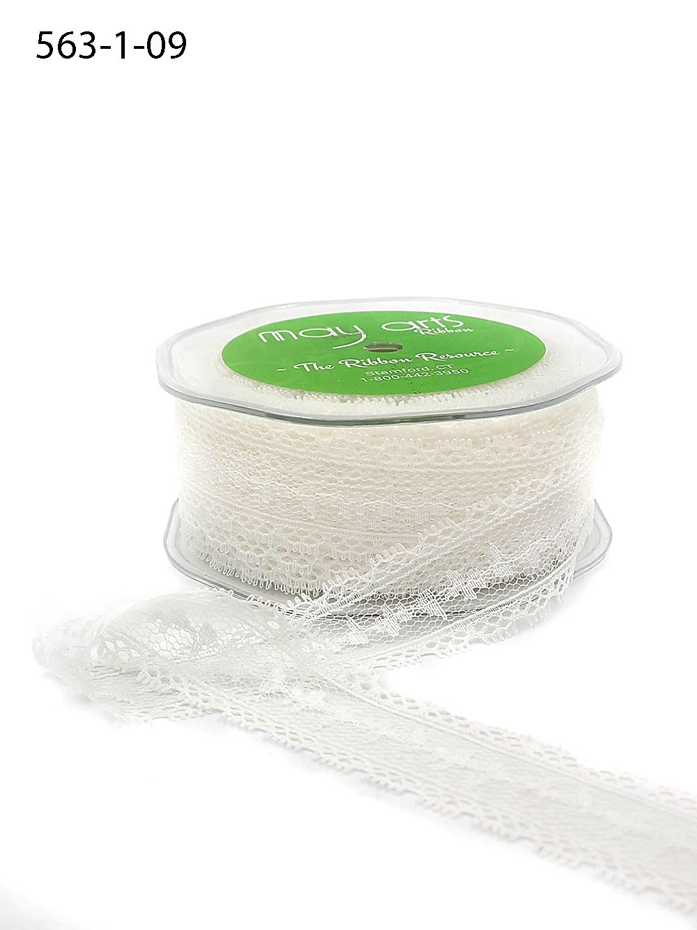 1 Inch Center Floral Design Lace Trim Ribbon with Scalloped Eyelash Edge – 563-1-09 Ivory
