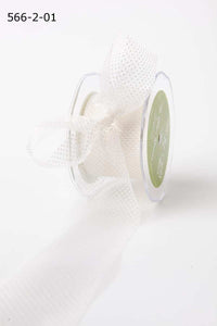 2 Inch Shimmer Sheer Mini White Dot Ribbon with Cut Edge – 566-2-01 WHITE/WHITE