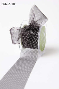 2 Inch Shimmer Sheer Mini White Dot Ribbon with Cut Edge – 566-2-10 BLACK/WHITE