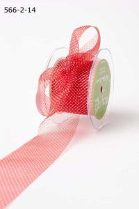 2 Inch Shimmer Sheer Mini White Dot Ribbon with Cut Edge – 566-2-14 RED/WHITE