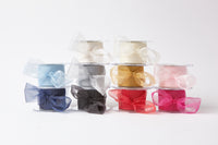2 Inch Shimmer Sheer Mini White Dot Ribbon with Cut Edge