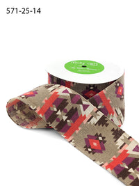 2.5 Inch Southwestern Graphic Pattern Print Ribbon with Wired Edge – 571-25-14 red