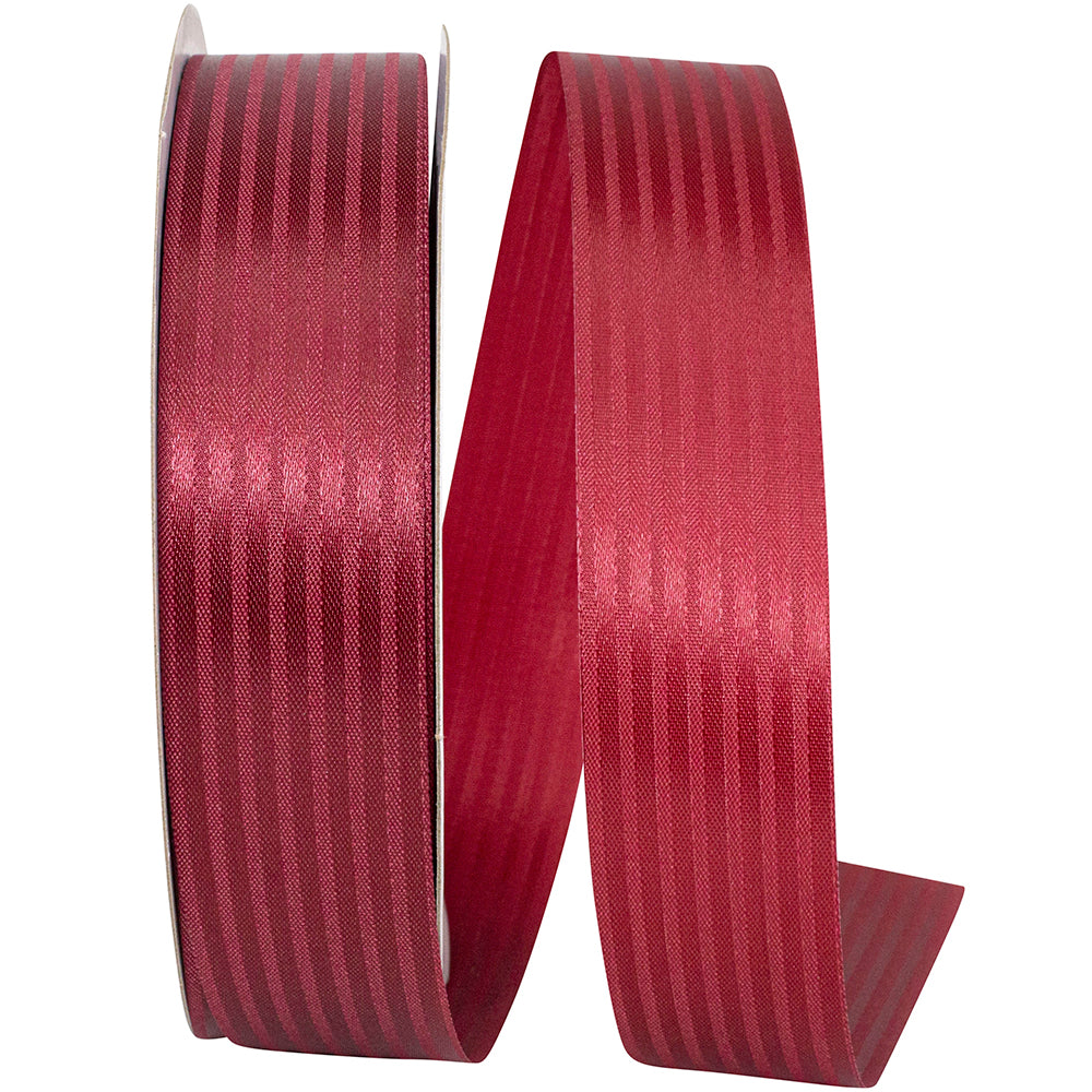 Burgundy Tux Stripe Cooler Ribbon 1-3/8 Inch for Wreaths