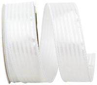 White 1-1 2 Inch Tux Stripe Cooler Ribbon Wired Edge for Wreaths & Bows