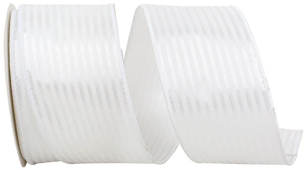 White 2-1 2 Inch Tux Stripe Cooler Ribbon Wired Edge for Wreaths & Bows