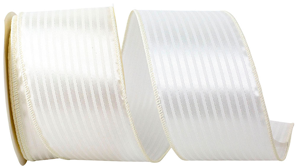 Ivory 2-1 2 Inch Tux Stripe Cooler Ribbon Wired Edge for Wreaths & Bows