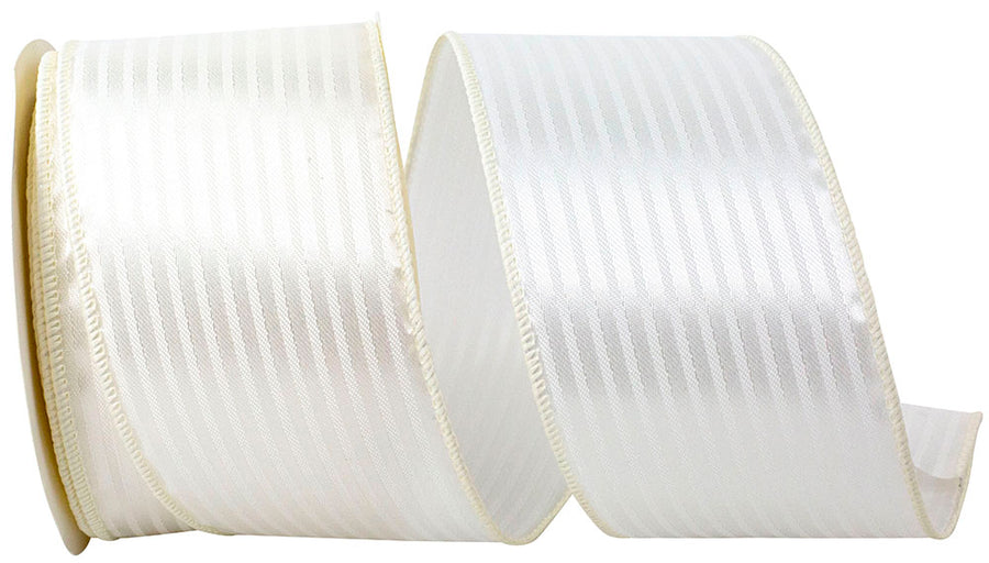 Ivory 2-1 2 Inch Tux Stripe Cooler Ribbon Wired Edge for Wreaths & Bows