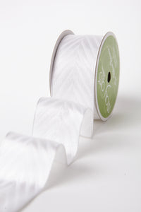 1.5 Inch Solid Chevron Ribbon with Wired Woven Edge – 597-15-01 WHITE