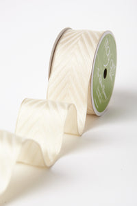 1.5 Inch Solid Chevron Ribbon with Wired Woven Edge – 597-15-09 IVORY