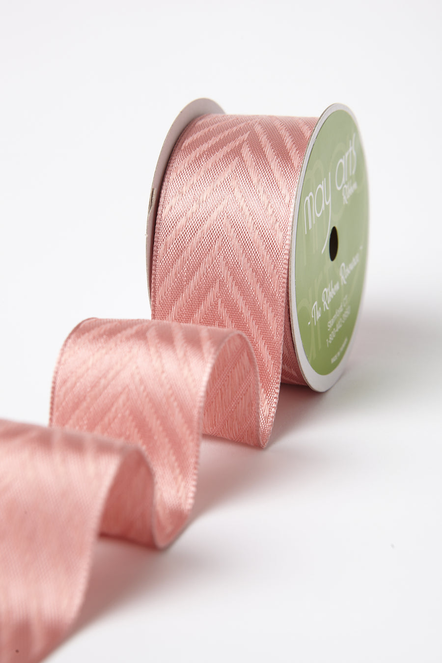 1.5 Inch Solid Chevron Ribbon with Wired Woven Edge – 597-15-20 ROSE