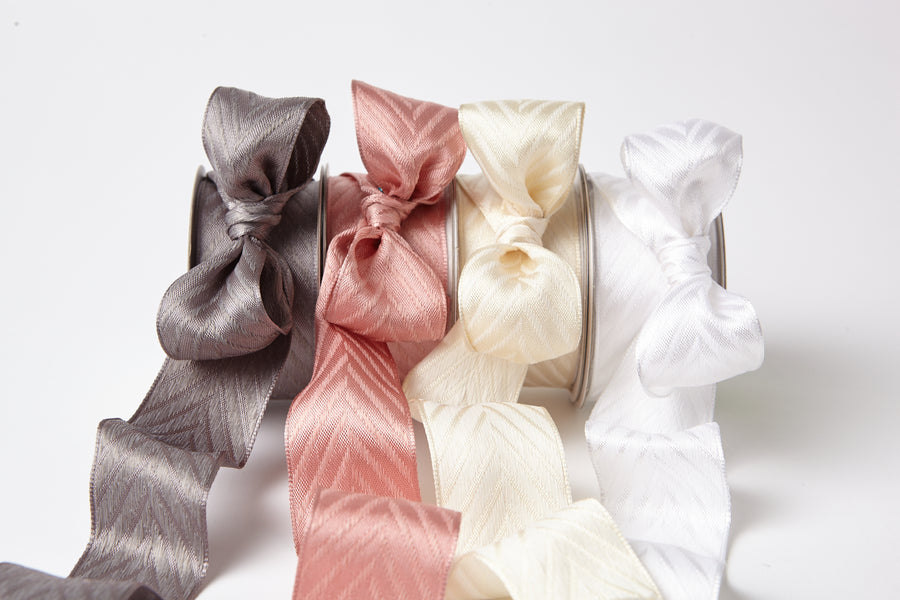 1.5 Inch Solid Chevron Ribbon with Wired Woven Edge