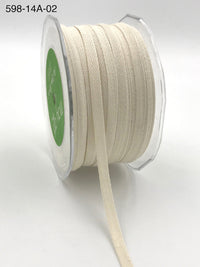 1/4 Inch 100% Cotton Classic Light Weight Twill Ribbon with Woven Edge (100 Yards) – 598-14A-02 NATURAL