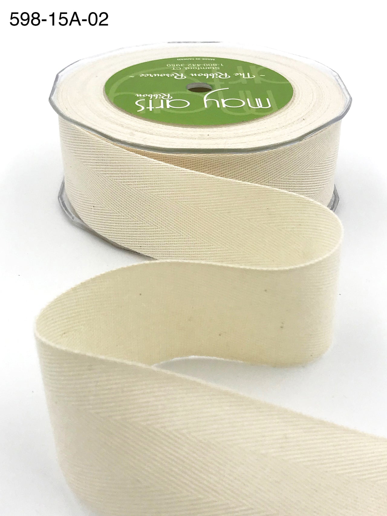 1.5 Inch 100% Cotton Classic Lightweight Twill Ribbon with Woven Edge (25 Yards) – 598-15A-02 NATURAL