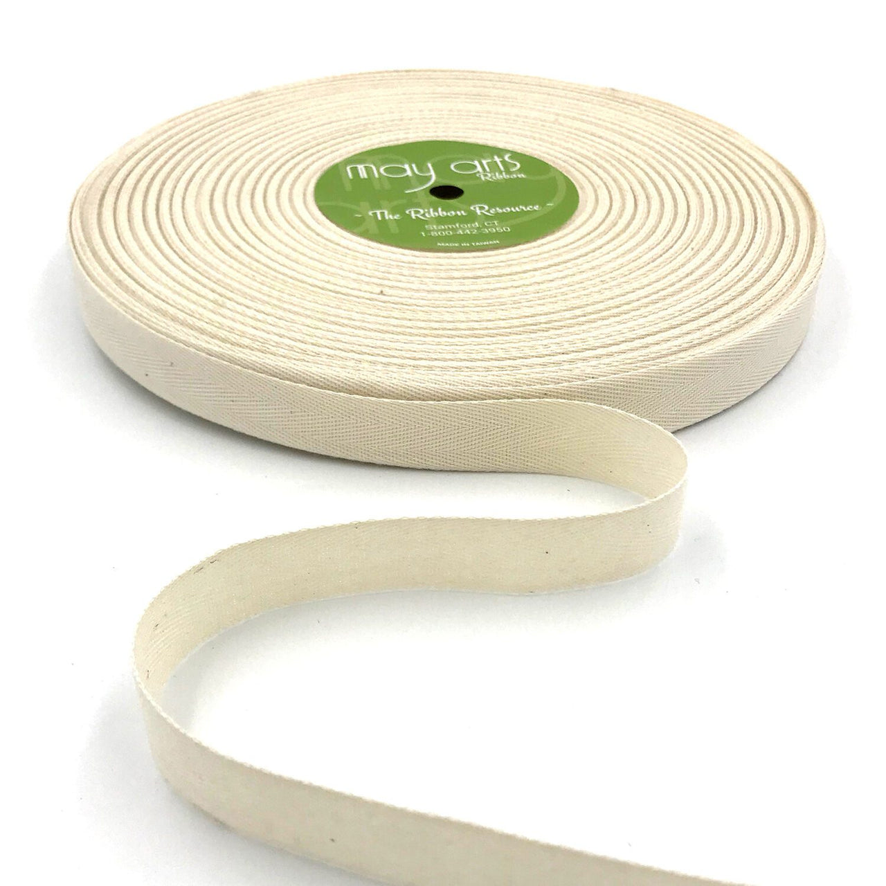 3/4 Inch 100% Cotton Classic Light Weight Twill Ribbon with Woven Edge (100 Yards) – 598-34-02 NATURAL