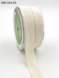 3/4 Inch 100% Cotton Classic Light Weight Twill Ribbon with Woven Edge (30 Yards) – 598-34A-02 NATURAL