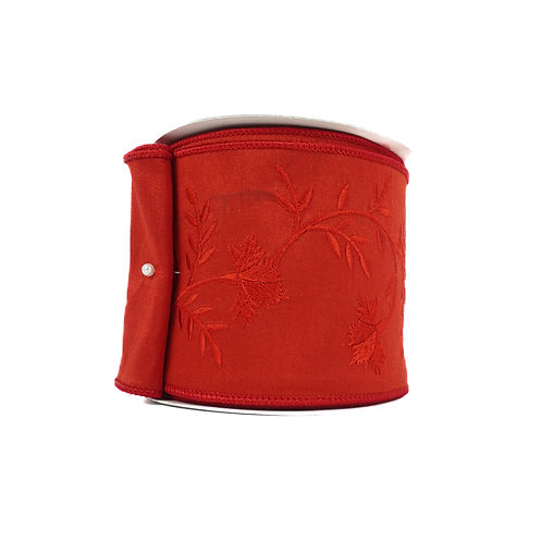 RIBBON EMB VINES 4X10YDS RED