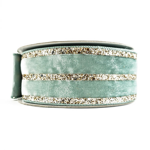 RIBBON VELVET GLITTER STRIPES LIGHT BLUE (2 SIZES)