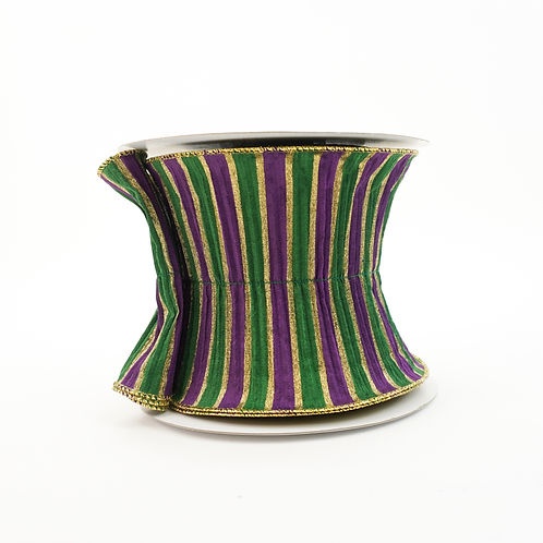 RIBBON 4" X 5YDS MARDI GRAS LOUVERS MULTICOLOR