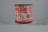 RIBBON 4X10YDS CHALKBOARD PRINT IVORY AND RED