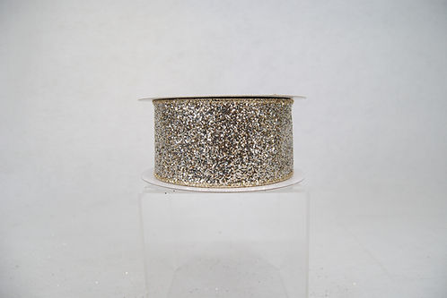 RIBBON GLITTER MAGIC 2.5X10YDS PLATINUM