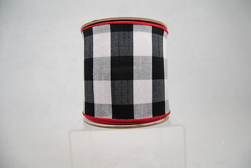 RIBBON CHECKS 4X10 BLK/WHT/RED