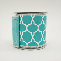 RIBBON GEO DUPION 4X10YDS AQUA