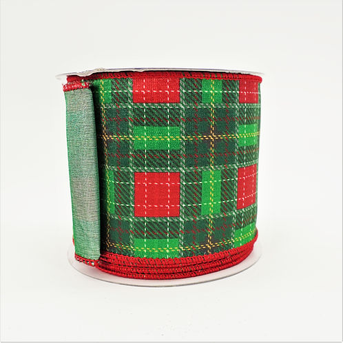 RIBBON SCOTCH PLAID 4X10YDS RED AND GREEN