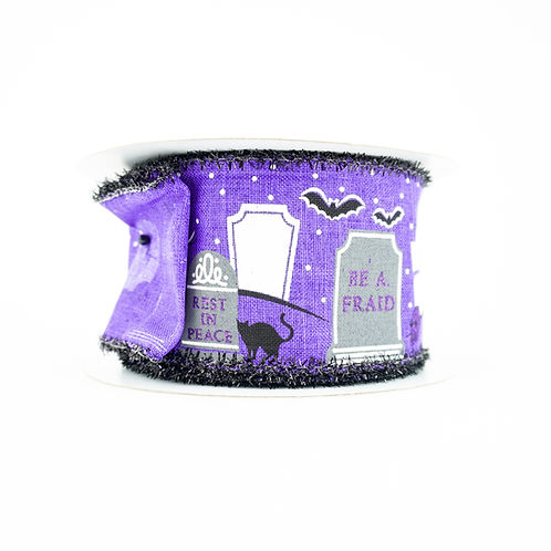RIBBON 2.5" X 10YDS TINSEL EDGE GRAVEYARD ( 3 COLORS )
