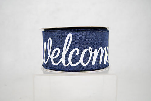 WELCOME RIBBON 2.5X10YDS NAVY AND WHITE