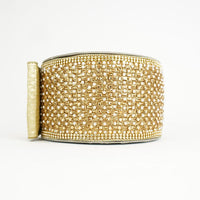 RIBBON 4X10YDS PEARLS & DIAMONDS GOLD