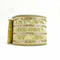 RIBBON CHUNKY GLITTER STRIPES 4X10YDS PLATINUM