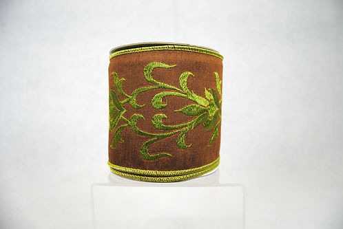RIBBON EMB LEAVES ON DUP 4X10 CHO