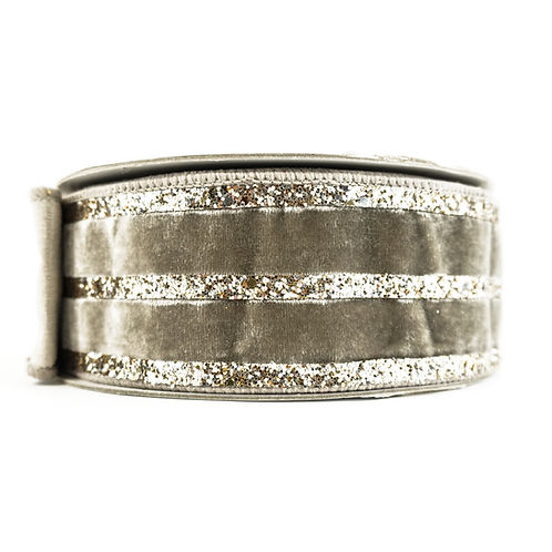 RIBBON VELVET GLITTER STRIPES WITH PLATINUM (2 SIZES)