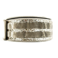 RIBBON VELVET GLITTER STRIPES WITH PLATINUM (2 SIZES)