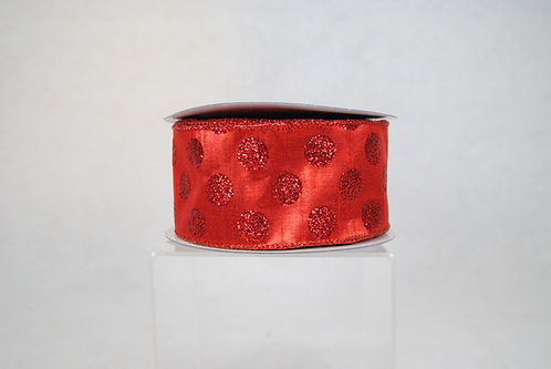 RIBBON GLIT POLKA DOTS 2.5X10 RED