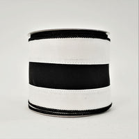 RIBBON LUSTER STRIPES 4X10YDS BLACK AND WHITE