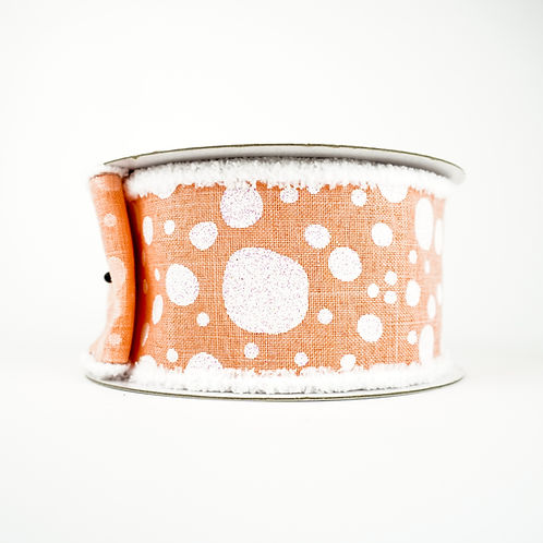 RIBBON 2.5X10YDS DOTS WITH DRIFT PEACH