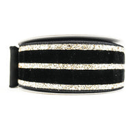 RIBBON VELVET GLITTER STRIPES WITH BLACK (2 SIZES)
