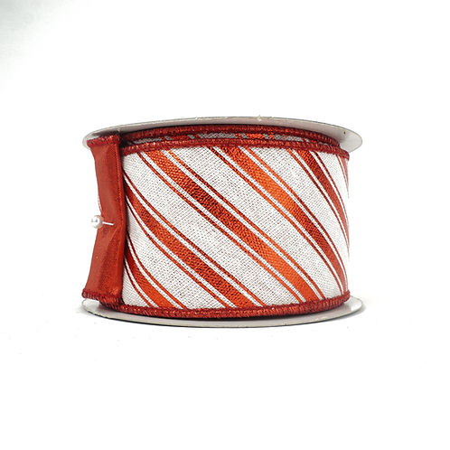 RIBBON CANDY CANE WITH RED AND WHITE 2.5X10YDS