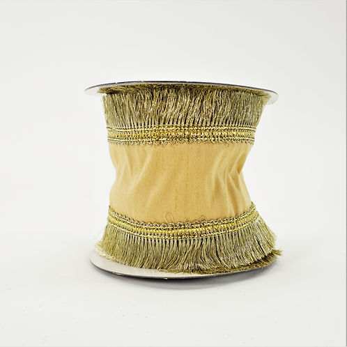 RIBBON FRINGED TRIM 4"X5YD BEIGE
